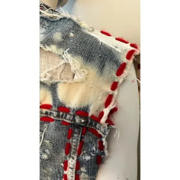 DREAM & DESTROY PUNK ROCK PATCH CUSTOM VINTAGE DENIM VEST - Picture 11 of 16